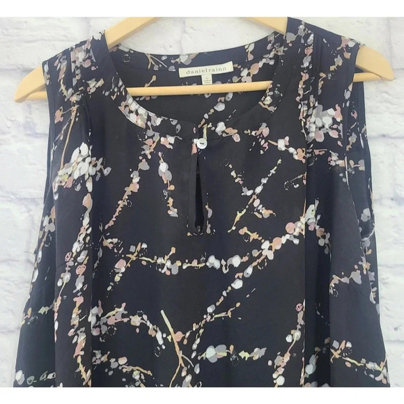 Daniel Rainn Sleeveless Top Tunic Blouse Women's 1X Black Mauve Gray Hi-Low Hem - Picture 4 of 7